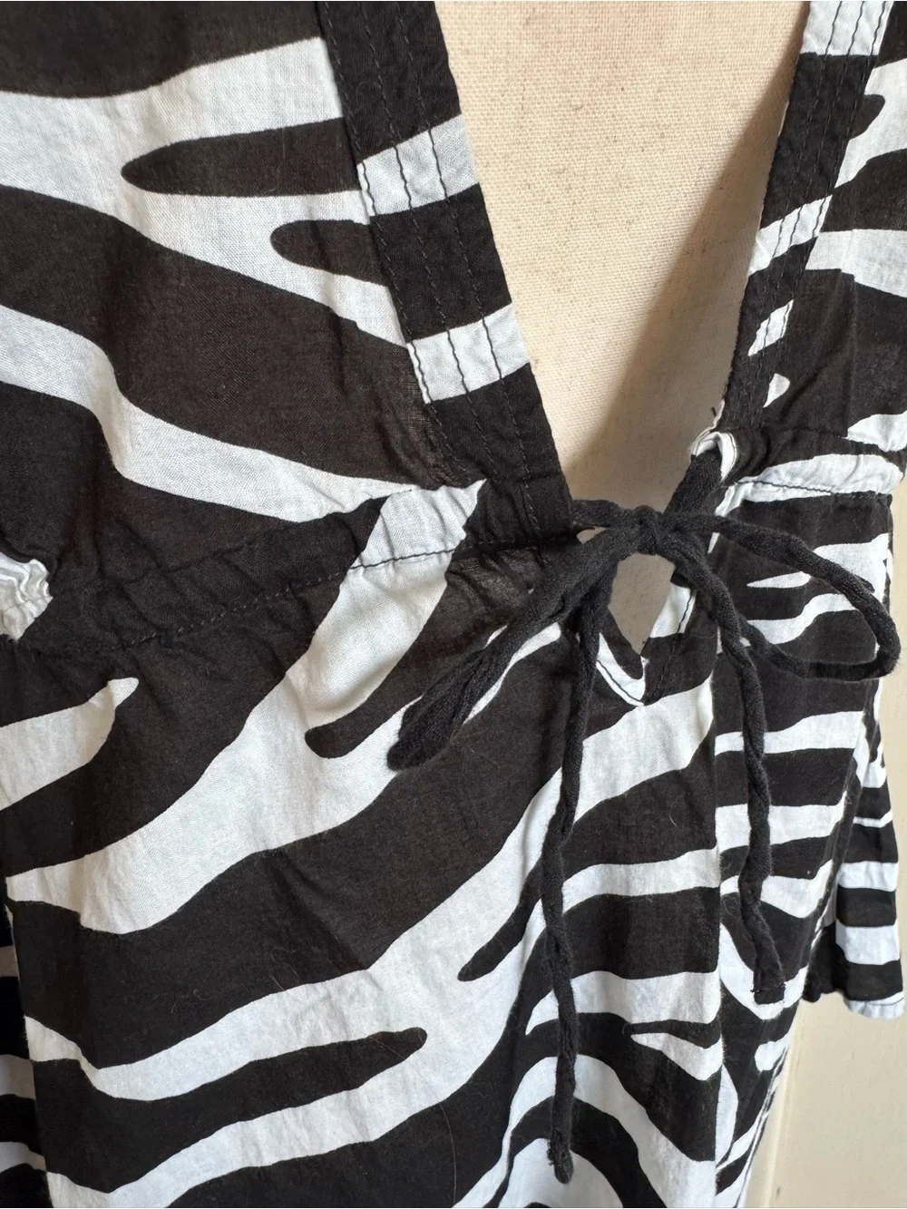 Vintage Lauren Ralph Lauren Black & White Zebra-Print Tunic Swim Coverup Dress